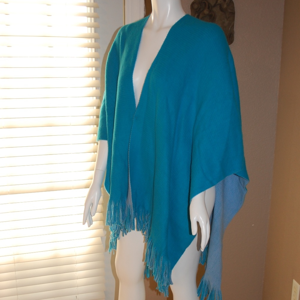NWT Charming Charlie Reversible Blue Cape Pancho